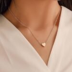 سلسلة أنيقة ذهبية للنساء من إيكوب قلب لطيف مطلية بالذهب الأبيض/الذهبي عيار 14 قيراط