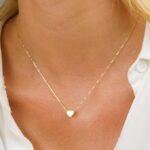 ⁦سلسلة أنيقة ذهبية للنساء من إيكوب قلب لطيف مطلية بالذهب الأبيض/الذهبي عيار 14 قيراط⁩ - الصورة ⁦5⁩
