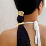 توكة شعر ذهبية معدنية لذيل الحصان – ربطات شعر مرنة حلزونية 3 قطع